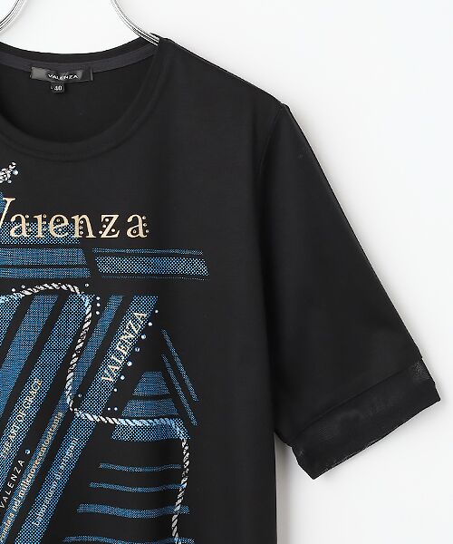 VALENZA / バレンザ カットソー | 7分袖　チュール切り替えカットソー | 詳細2