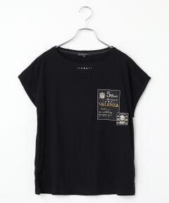 VALENZA / バレンザ カットソー | 【綿100%】Wワッペン　フレンチスリーブカットソー