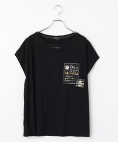 VALENZA / バレンザ カットソー | 【綿100%】Wワッペン　フレンチスリーブカットソー