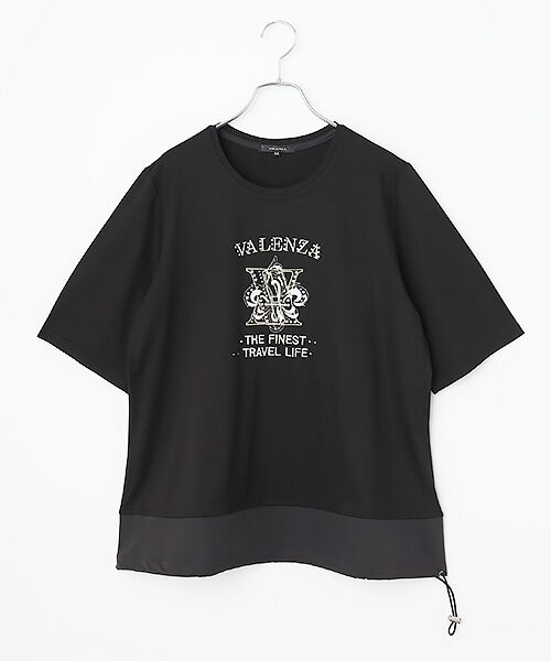 VALENZA / バレンザ カットソー | タフタ切り替え　オーバーカットソー（ブラック）