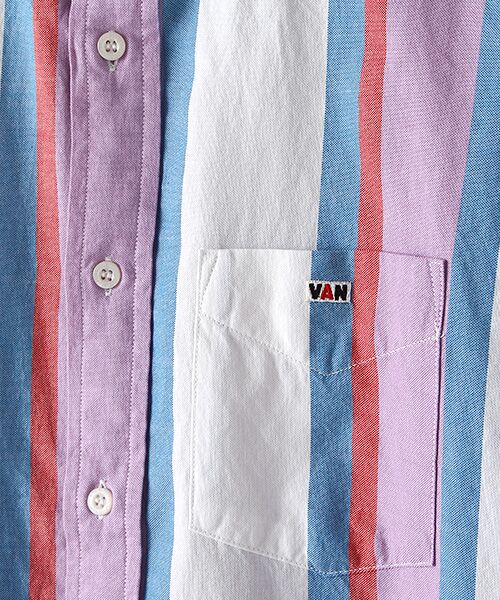 VAN / ヴァン シャツ・ブラウス | ショートボタンダウンシャツ＜ラガーストライプ＞ | 詳細4
