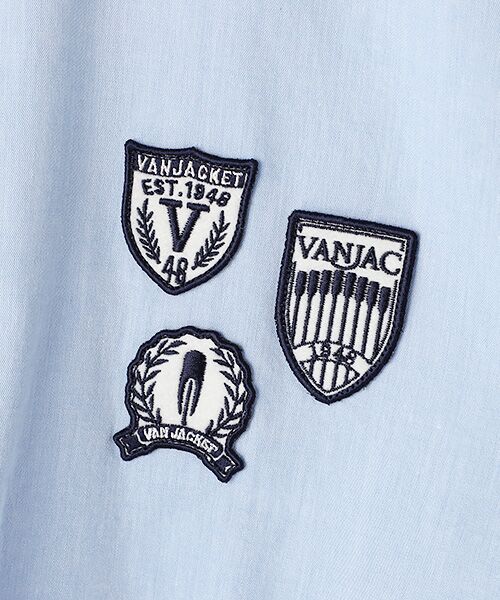 VANJAC ヴァン　プルオーバー　半袖　シャツ　LL ロゴ　麻　綿　バン　BD VANJAC ヴァンプルオーバー半袖シャツLL ロゴ麻綿バンBD