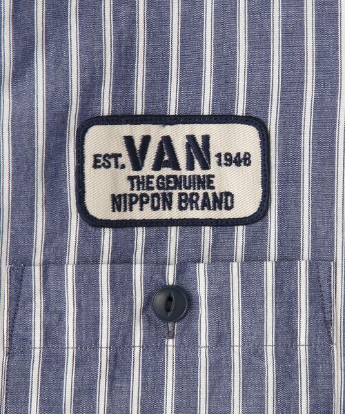 VAN / ヴァン シャツ・ブラウス | ワークオープンカラーシャツ＜ヒッコリーストライプ＞ | 詳細4