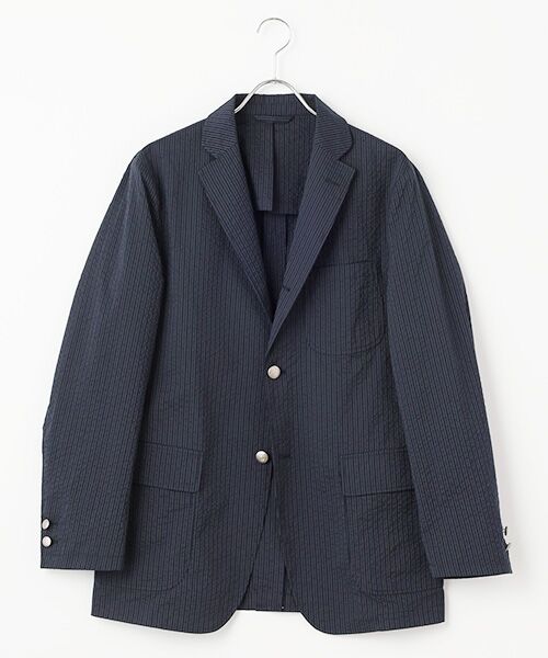 VAN / ヴァン テーラードジャケット | シアサッカージャケット＜クールマックス＞（ネイビー）