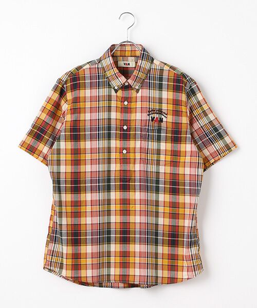 日本製 00s VANQUISH ネルシャツ マチ有り タータンチェック Y2K 50\u0027s チンストラップ マチ付き ビンテージ 半袖シャツ ユーロワーク USA