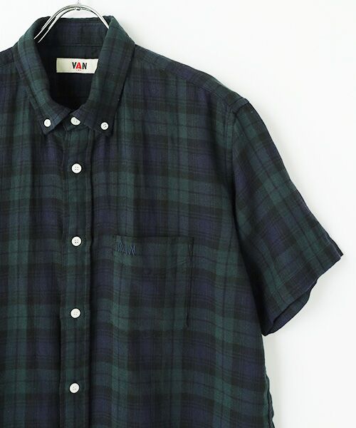 VAN / ヴァン シャツ・ブラウス | ショートBDシャツ＜綿麻ブラックウォッチ＞ | 詳細2