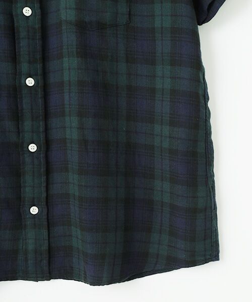 VAN / ヴァン シャツ・ブラウス | ショートBDシャツ＜綿麻ブラックウォッチ＞ | 詳細3