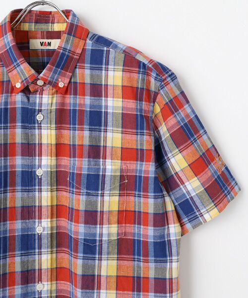 VAN / ヴァン シャツ・ブラウス | BDシャツ<マドラスチェック><綿麻> | 詳細2