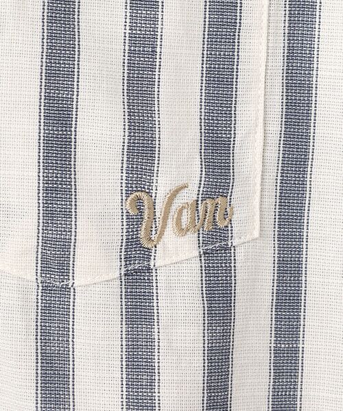 VAN / ヴァン シャツ・ブラウス | ショートBDシャツ<パナマ織り><ストライプ> | 詳細1