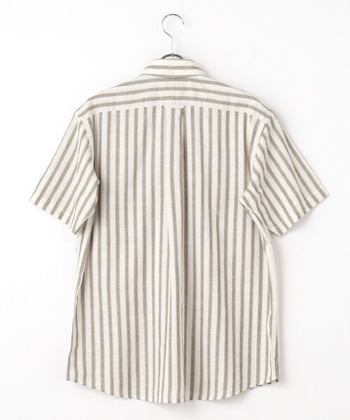 VAN / ヴァン シャツ・ブラウス | ショートBDシャツ<パナマ織り><ストライプ> | 詳細2