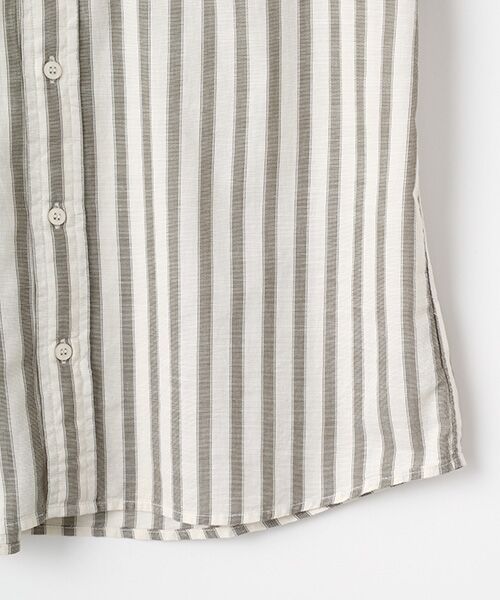 VAN / ヴァン シャツ・ブラウス | ショートBDシャツ<パナマ織り><ストライプ> | 詳細4