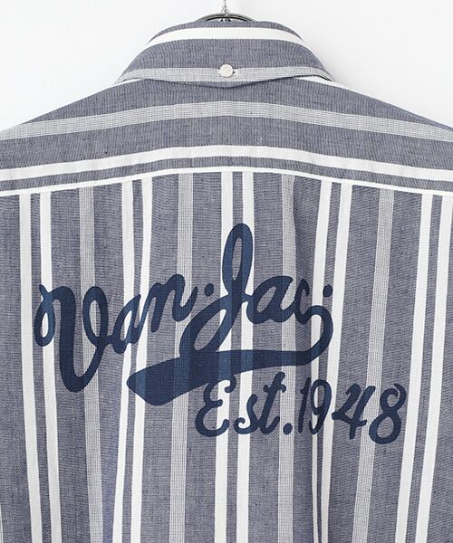 VAN / ヴァン シャツ・ブラウス | ショートBDシャツ＜綿麻＞＜パナマ織り＞＜ストライプ＞ | 詳細4