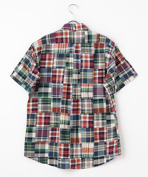 VAN / ヴァン シャツ・ブラウス | ショートBDシャツ＜パッチワークマドラス＞ | 詳細1