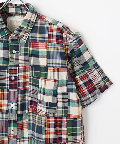 VAN / ヴァン シャツ・ブラウス | ショートBDシャツ＜パッチワークマドラス＞ | 詳細2