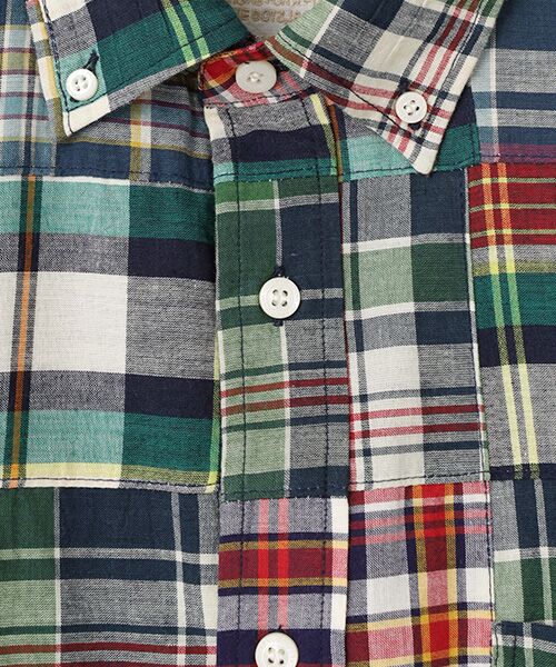 VAN / ヴァン シャツ・ブラウス | ショートBDシャツ＜パッチワークマドラス＞ | 詳細4