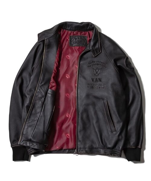 VAN / ヴァン レザーブルゾン・ジャケット | オールレザースウィングトップ<ヴィンテージ加工> | 詳細2