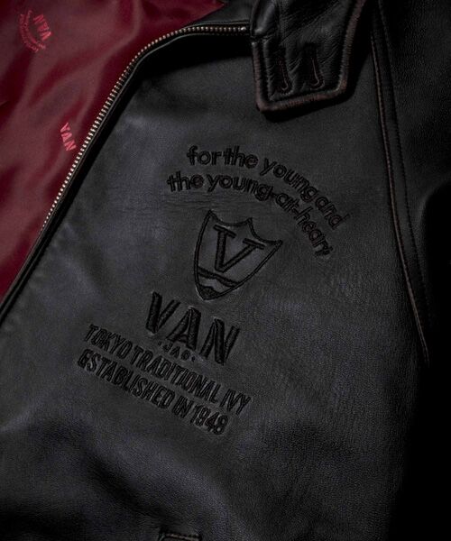 VAN / ヴァン レザーブルゾン・ジャケット | オールレザースウィングトップ<ヴィンテージ加工> | 詳細7