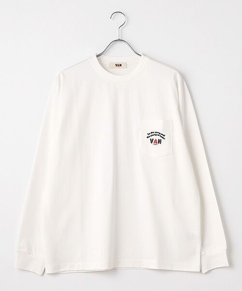 VAN/ヴァン ロングスリーブTシャツ<ワンポイントアーチロゴ刺繍> ホワイト LL VAN/ヴァン ロングスリーブTシャツ<ワンポイントアーチロゴ刺繍> ホワイト LL