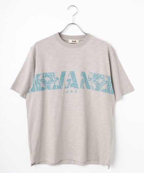 VAN / ヴァン Tシャツ | Tシャツ＜フラワープリント＞＜スラブ天竺＞（ライトグレー）
