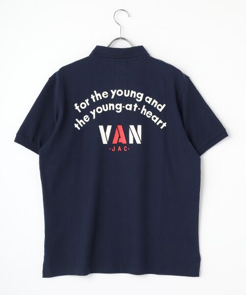 VAN / ヴァン ポロシャツ | 復刻アーチロゴポロシャツ<鹿の子>(ネイビー)