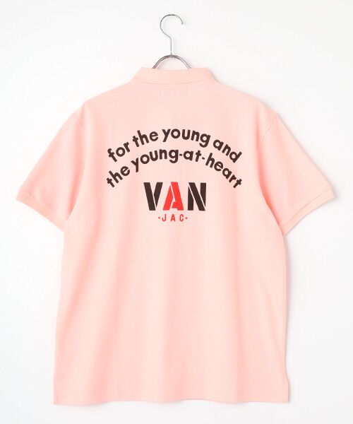 VAN / ヴァン ポロシャツ | 復刻アーチロゴポロシャツ<鹿の子>(サーモンピンク)