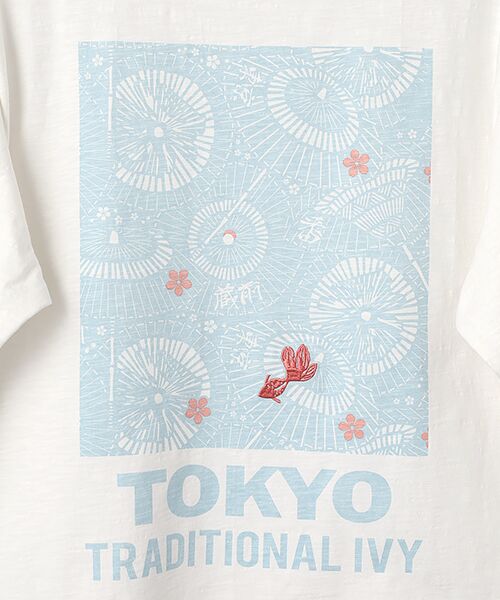 VAN / ヴァン Tシャツ | プリント刺繍Tシャツ＜和傘×金魚＞＜スラブ天竺＞ | 詳細5