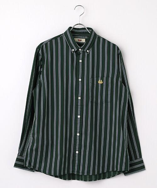 VAN/ヴァン ショートBDシャツ<アイビーストライプ> グリーン M VAN/ヴァン ショートBDシャツ<アイビーストライプ> グリーン M