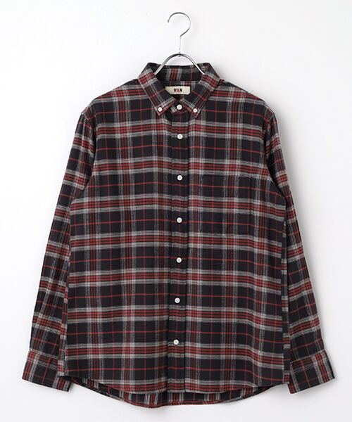 VAN/ヴァン ショートBDシャツ<チェック><起毛> グレー LL VAN/ヴァン ショートBDシャツ<チェック><起毛> グレー LL
