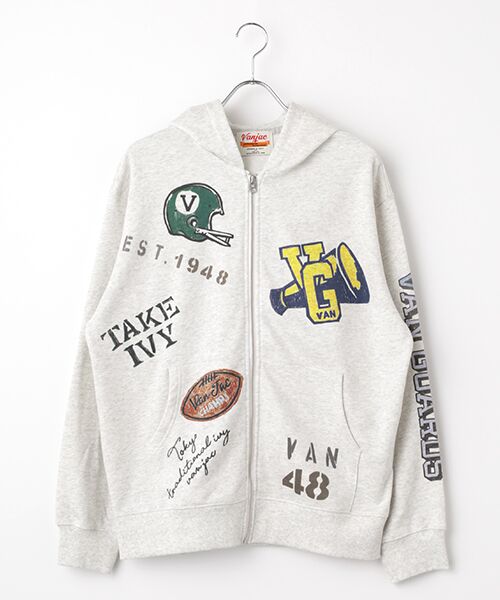 VAN/ヴァン ZIPパーカー<メモリアルペイント> 杢グレー M VAN/ヴァン ZIPパーカー<メモリアルペイント> 杢グレー M