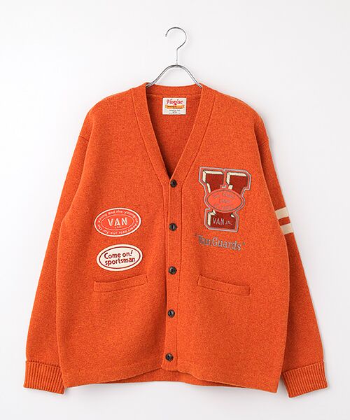 VAN/ヴァン レタードカーディガン オレンジ LL VAN/ヴァン レタードカーディガン オレンジ LL