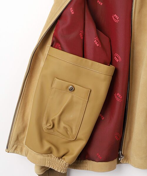 VAN / ヴァン レザーブルゾン・ジャケット | バックロゴ刺繍スウィングトップ＜スエード＞ | 詳細4