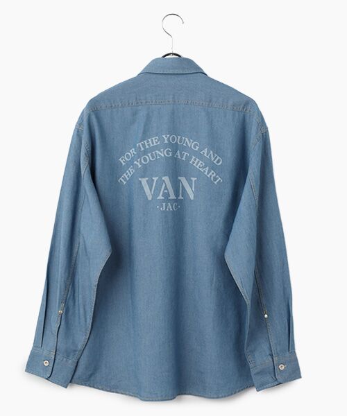 VAN / ヴァン シャツ・ブラウス | ライトインディゴデニムシャツ＜バックプリント＞（ブルー）