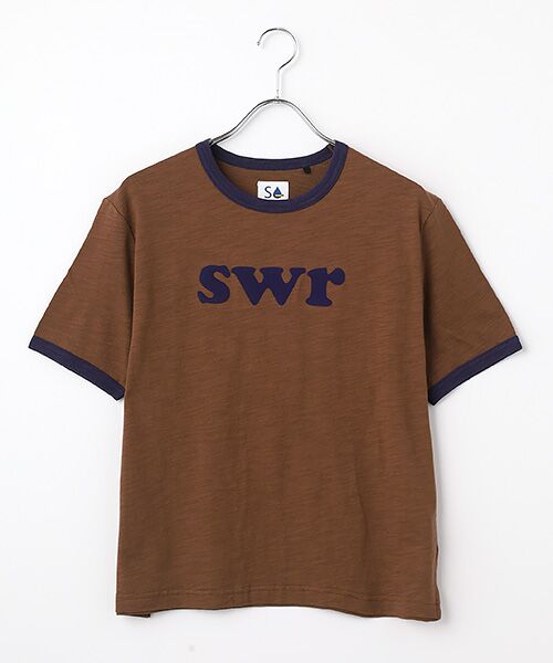 VAN / ヴァン Tシャツ | リンガーTシャツ ＜ウィメンズ＞ ＜VAN×Shower CLUB＞（ブラウン）