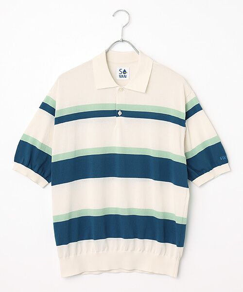 VAN / ヴァン ポロシャツ | ニットポロ ＜VAN×Shower CLUB＞ ＜ウィメンズ＞（ブルー）