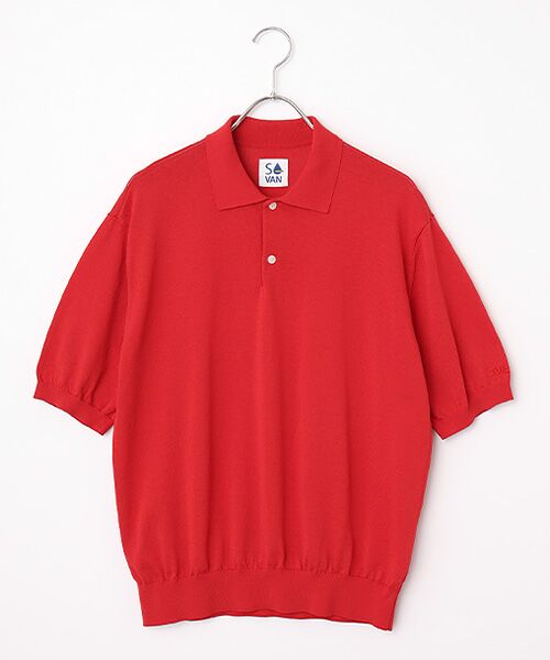VAN / ヴァン ポロシャツ | ニットポロ ＜VAN×Shower CLUB＞ ＜ウィメンズ＞（レッド）
