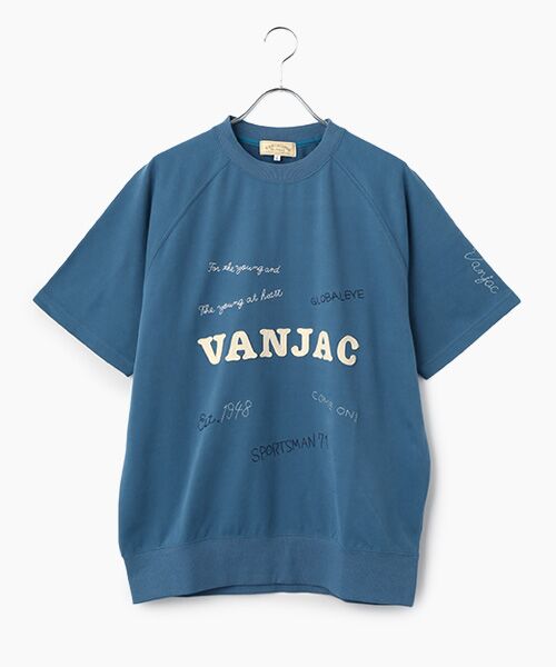 VAN / ヴァン スウェット | 半袖トレーナー＜刺繍＞＜ミニ裏毛＞（ブルー）