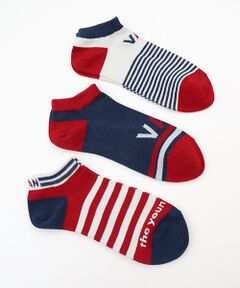 VAN / ヴァン ソックス | ３Ｐアンクルソックス＜ボーダー＞
