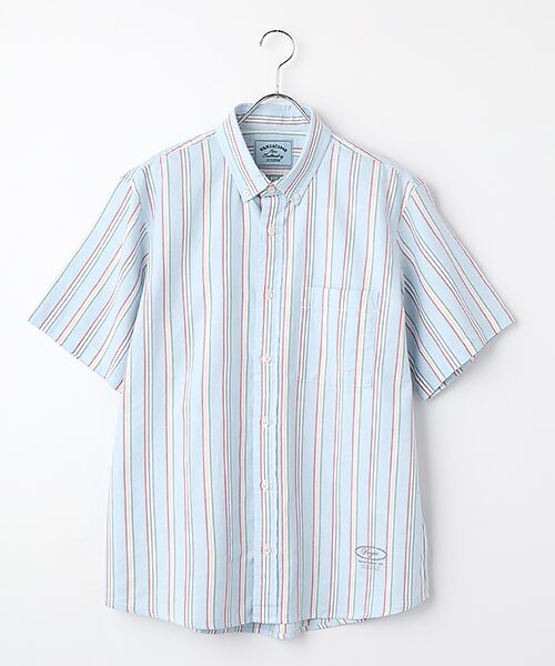 VAN / ヴァン シャツ・ブラウス | ショートBDシャツ＜オックスフォード＞＜トリプルストライプ＞（ブルー）