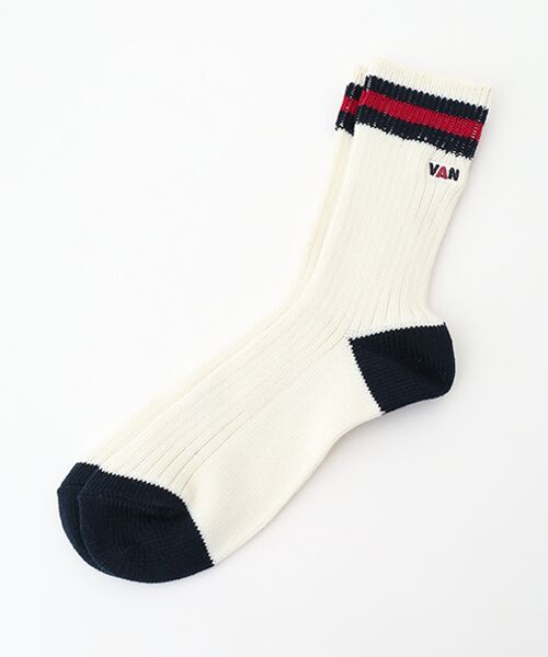 VAN / ヴァン ソックス | リブラインソックス＜ウィメンズ＞（オフホワイト）