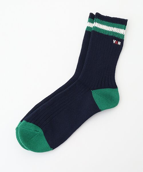 VAN / ヴァン ソックス | リブラインソックス＜ウィメンズ＞（ネイビー）