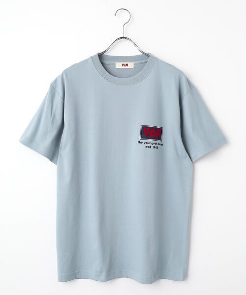 VAN / ヴァン Tシャツ | ワンポイントロゴTシャツ（ブルーグレー）