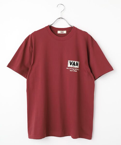 VAN / ヴァン Tシャツ | ワンポイントロゴTシャツ（バーガンディ）