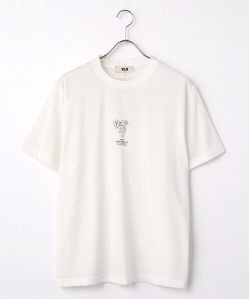 VAN / ヴァン Tシャツ | プリントTシャツ＜桜獅子ワンポイント＞（ホワイト）