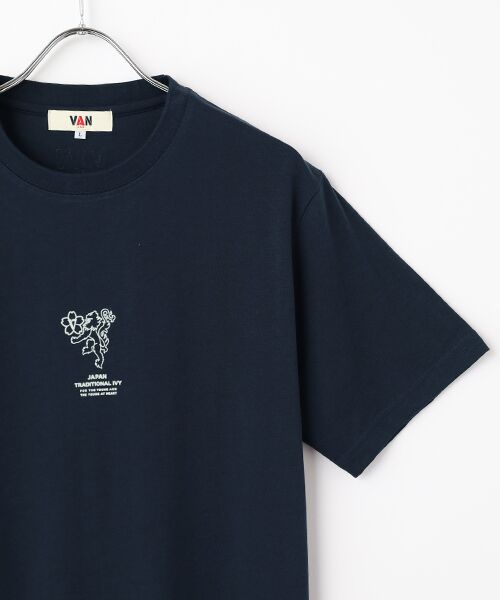 VAN / ヴァン Tシャツ | プリントTシャツ＜桜獅子ワンポイント＞ | 詳細4