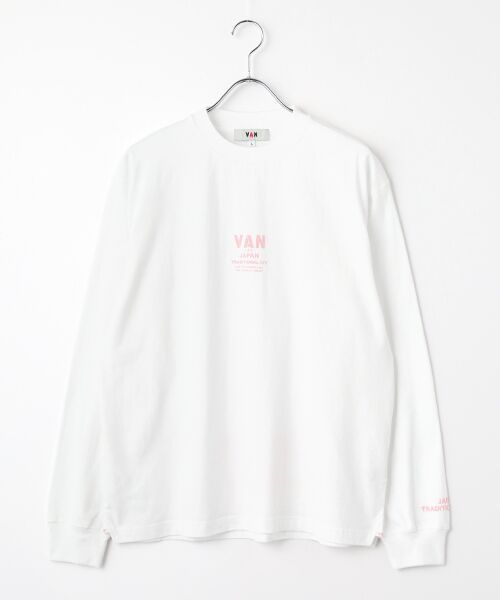 VAN / ヴァン カットソー | ロングスリーブTシャツ＜ワンポイント＞（ ホワイト）