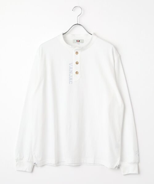 VAN / ヴァン カットソー | ヘンリーネックロングスリーブTシャツ（ ホワイト）