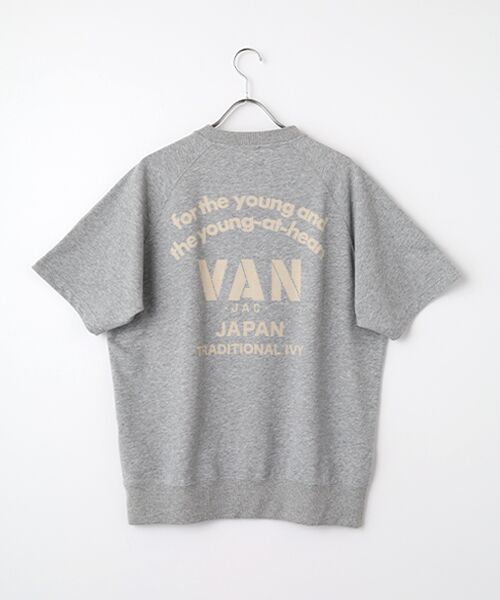 VAN / ヴァン カットソー | ミニ裏毛半袖トレーナー＜アーチロゴ＞（グレー）