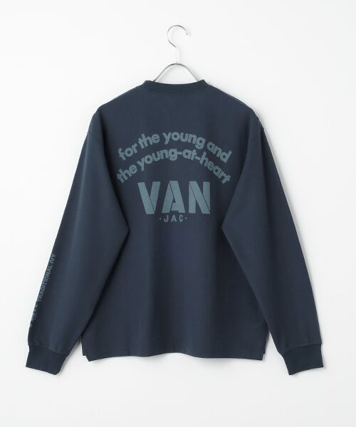 VAN / ヴァン カットソー | ロングスリーブTシャツ＜鹿子＞＜アーチロゴ＞（ネイビー）