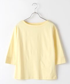 {洗える｝シルケットコットン7分袖ロゴプリントTシャツ