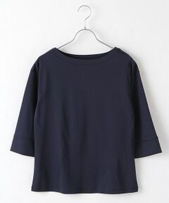 {洗える｝シルケットコットン7分袖ロゴプリントTシャツ